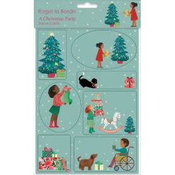 A Christmas Party Sticker Labels Sheet by Roger La Borde