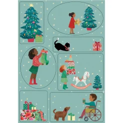 A Christmas Party Sticker Labels Sheet by Roger La Borde