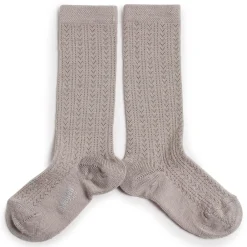 Adele Pointelle Merino Wool Knee High Socks in Jour de Pluie by Collegien