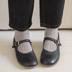 Adeline Pointelle Merino Wool Knee High Socks in Jour de Pluie by Collegien