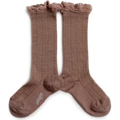 Adeline Pointelle Merino Wool Knee High Socks in Praline by Collegien