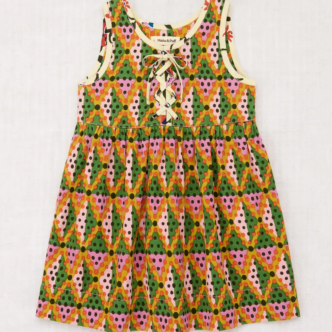 Agatha Dress in Hazy Lilac Harlequin Dots by Misha & Puff