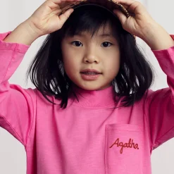 Agatha Embroidered Long Sleeve Tee in Pink by Mini Rodini