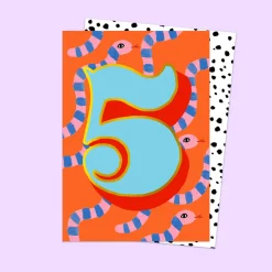 Age 5 Birthday Snakes Greetings Card by Eleanor Bowmer