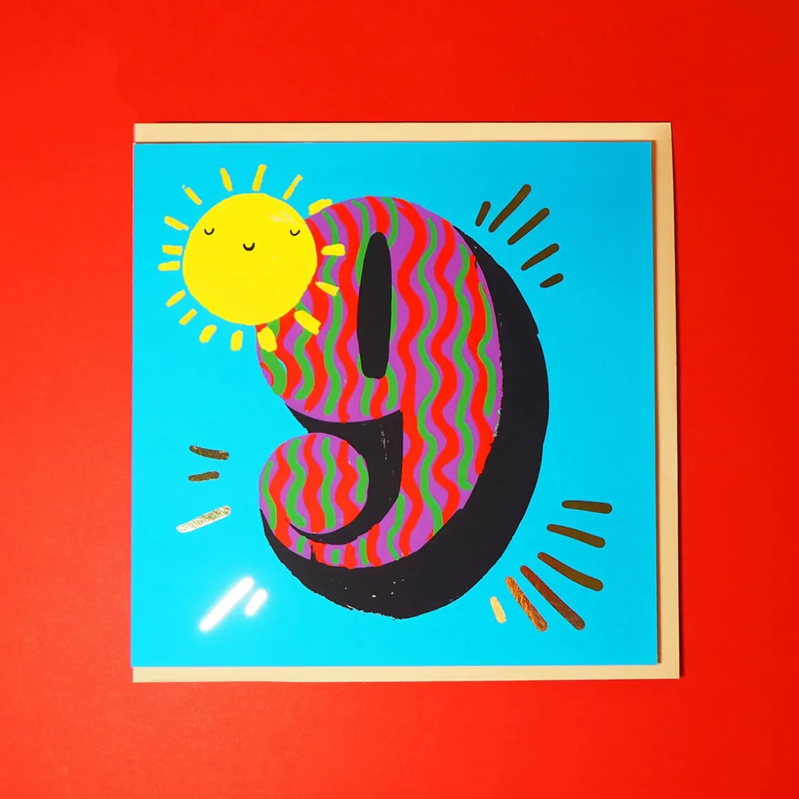 Age 9 Birthday Square Greetings Card by Eleanor Bowmer