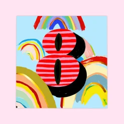 Age 8 Birthday Square Greetings Card by Eleanor Bowmer