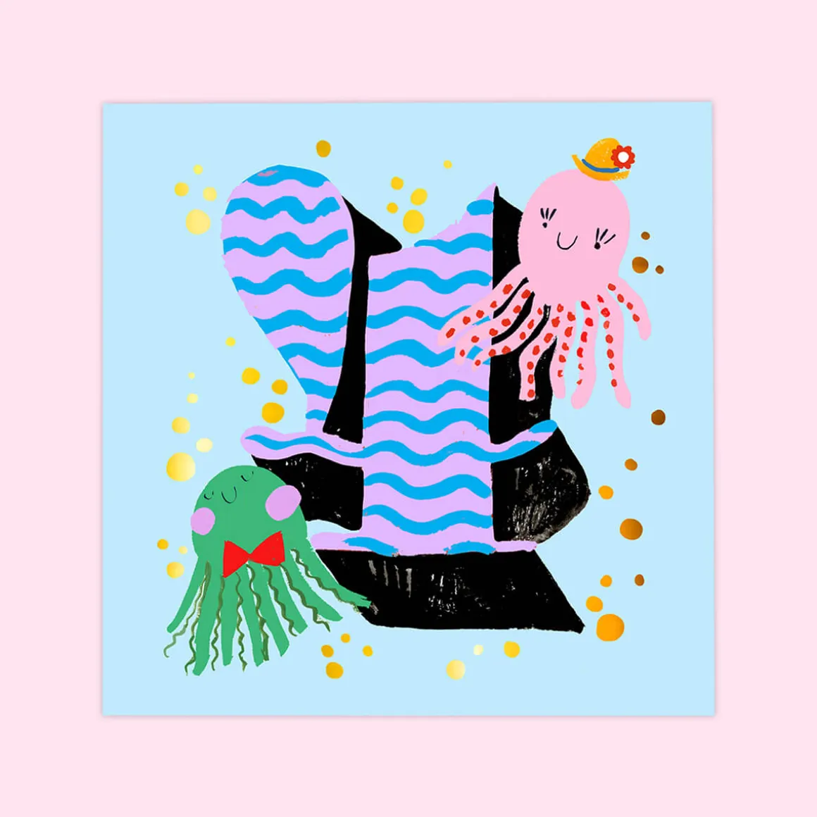 Age 4 Birthday Square Greetings Card by Eleanor Bowmer