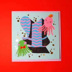 Age 4 Birthday Square Greetings Card by Eleanor Bowmer