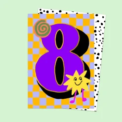 Age 8 Birthday Star Greetings Card by Eleanor Bowmer
