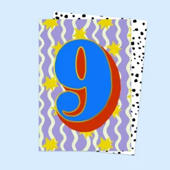 Age 9 Birthday Stars Greetings Card by Eleanor Bowmer