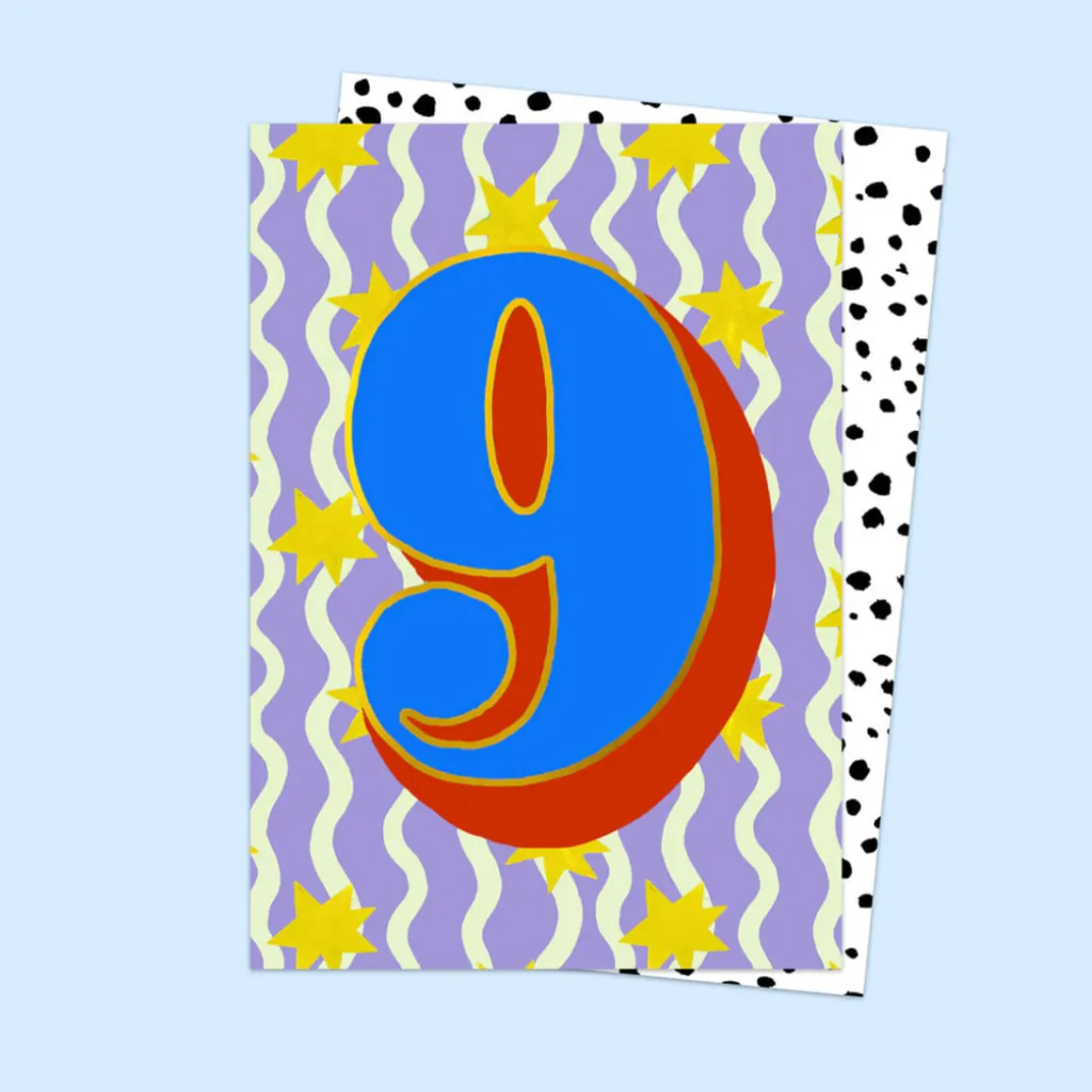 Age 9 Birthday Stars Greetings Card by Eleanor Bowmer