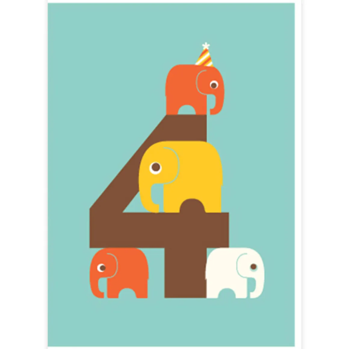Age 4 Elephants Greetings Card by Dicky Bird