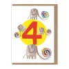 Age 4 Elephants Mini Greetings Card by Dominic Early for Earlybird Designs