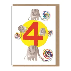 Age 4 Elephants Mini Greetings Card by Dominic Early for Earlybird Designs
