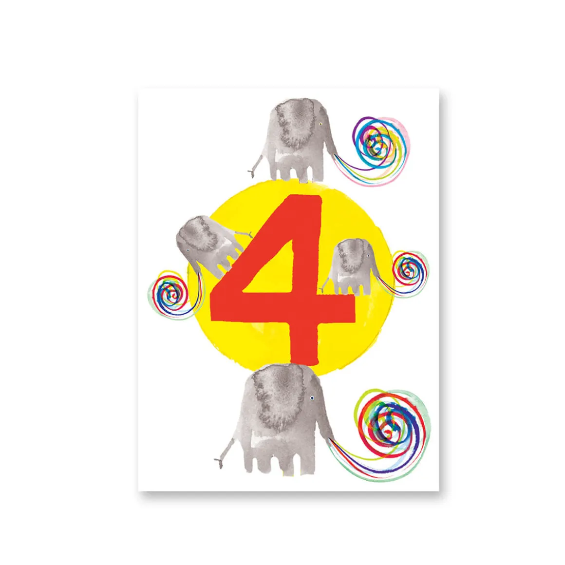 Age 4 Elephants Mini Greetings Card by Dominic Early for Earlybird Designs