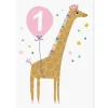 Age 1 Giraffe Greetings Card (White Background) by Mifkins