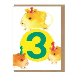 Age 3 Guinea Pigs Mini Greetings Card by Dominic Early for Earlybird Designs