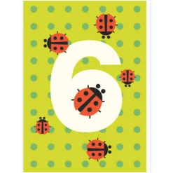 Age 6 Ladybirds Greetings Card by Dicky Bird