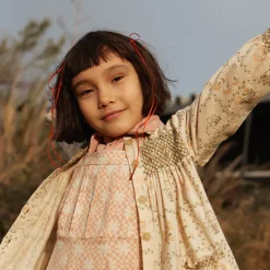 Aline Smock Shirtdress in Cabin Quilt Cream by Apolina - Last One In Stock - 5-7 Years