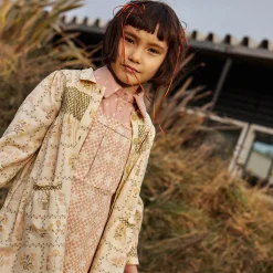 Aline Smock Shirtdress in Cabin Quilt Cream by Apolina - Last One In Stock - 5-7 Years