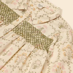 Aline Smock Shirtdress in Cabin Quilt Cream by Apolina - Last One In Stock - 5-7 Years