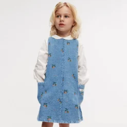 Angelica Denim Dress in Peach / Light Blue Denim by Liewood