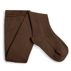 Angelique Pointelle Merino Wool Tights in Chocolat Au Lait by Collegien