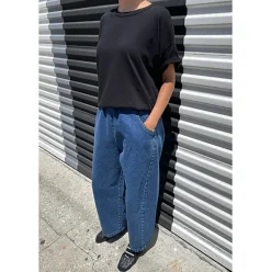 Arc Pants in Blue Denim by Le Bon Shoppe