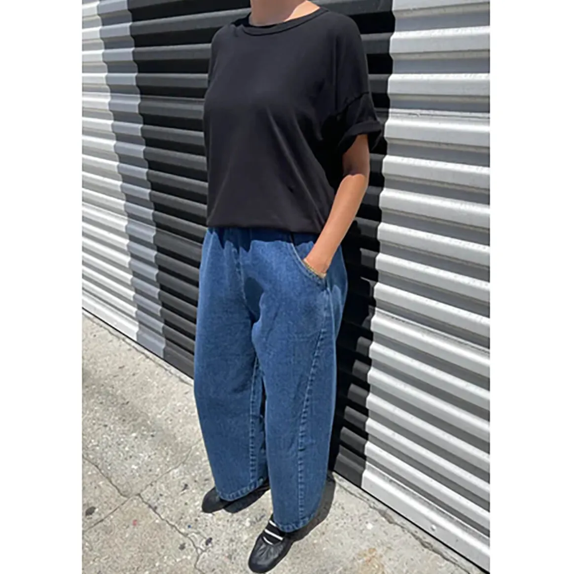 Arc Pants in Blue Denim by Le Bon Shoppe