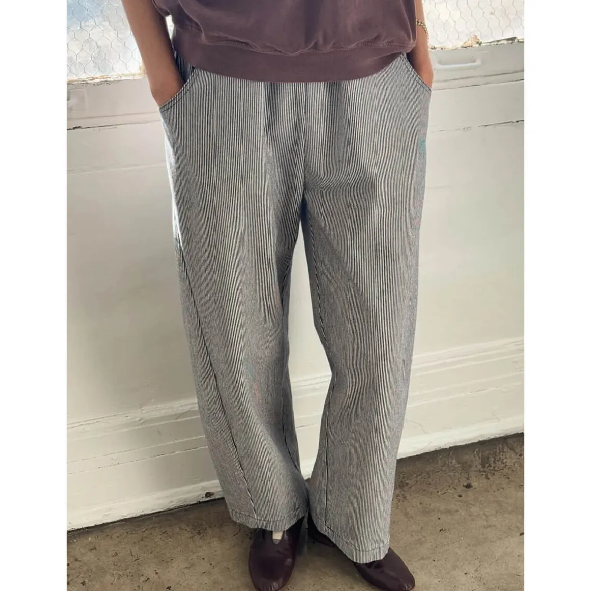 Arc Pants in Navy Stripe by Le Bon Shoppe