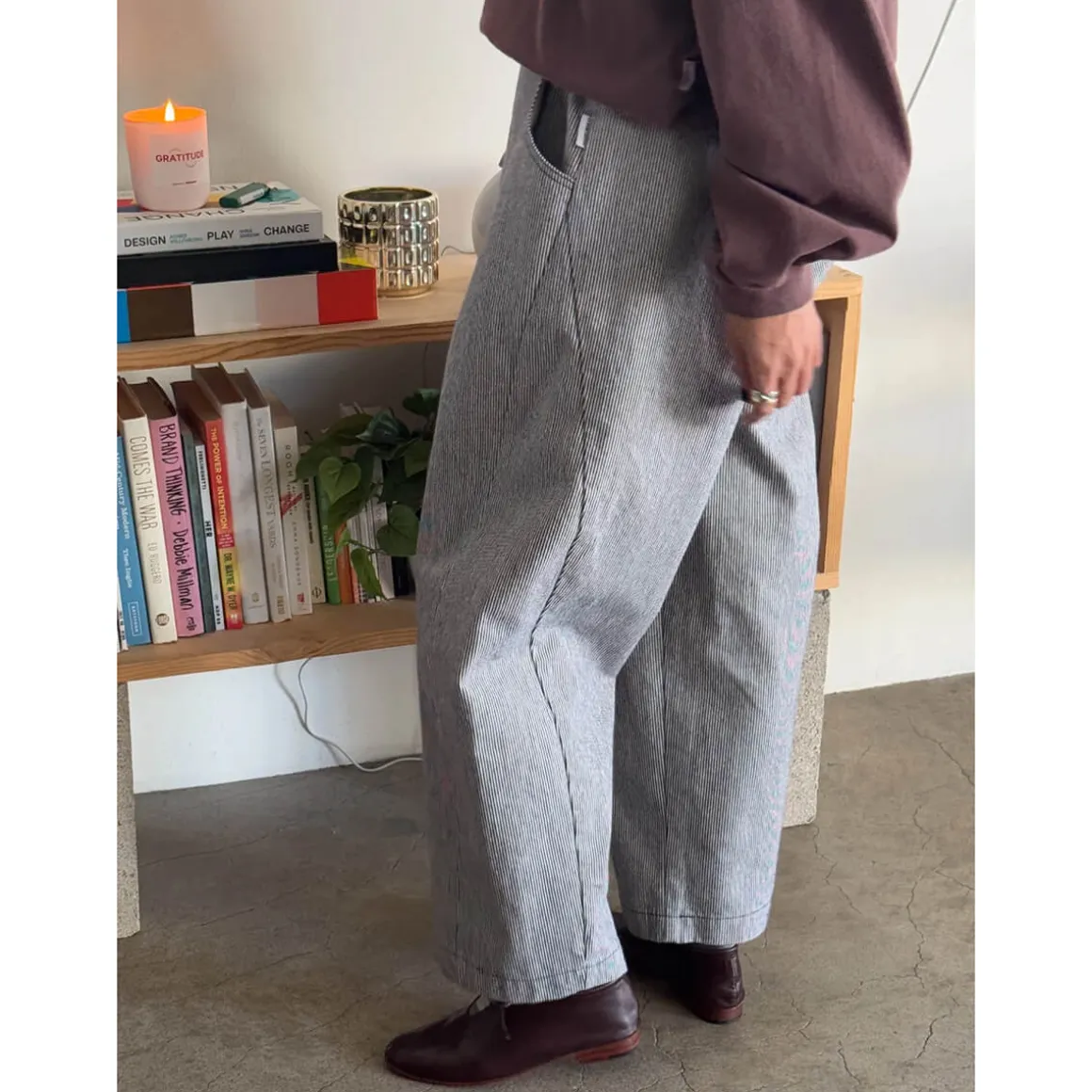 Arc Pants in Navy Stripe by Le Bon Shoppe