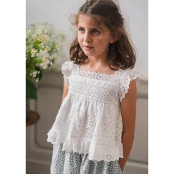 Ava Blouse in White by Little Cotton Clothes - Last Ones In Stock - 4-7 Years