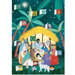 Away In A Manger Advent Calendar Greetings Card By Roger La Borde