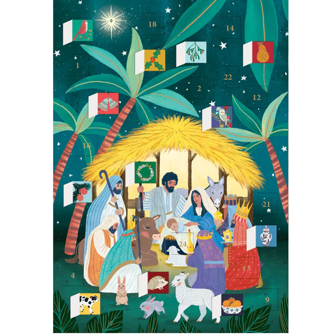 Away In A Manger Advent Calendar Greetings Card By Roger La Borde