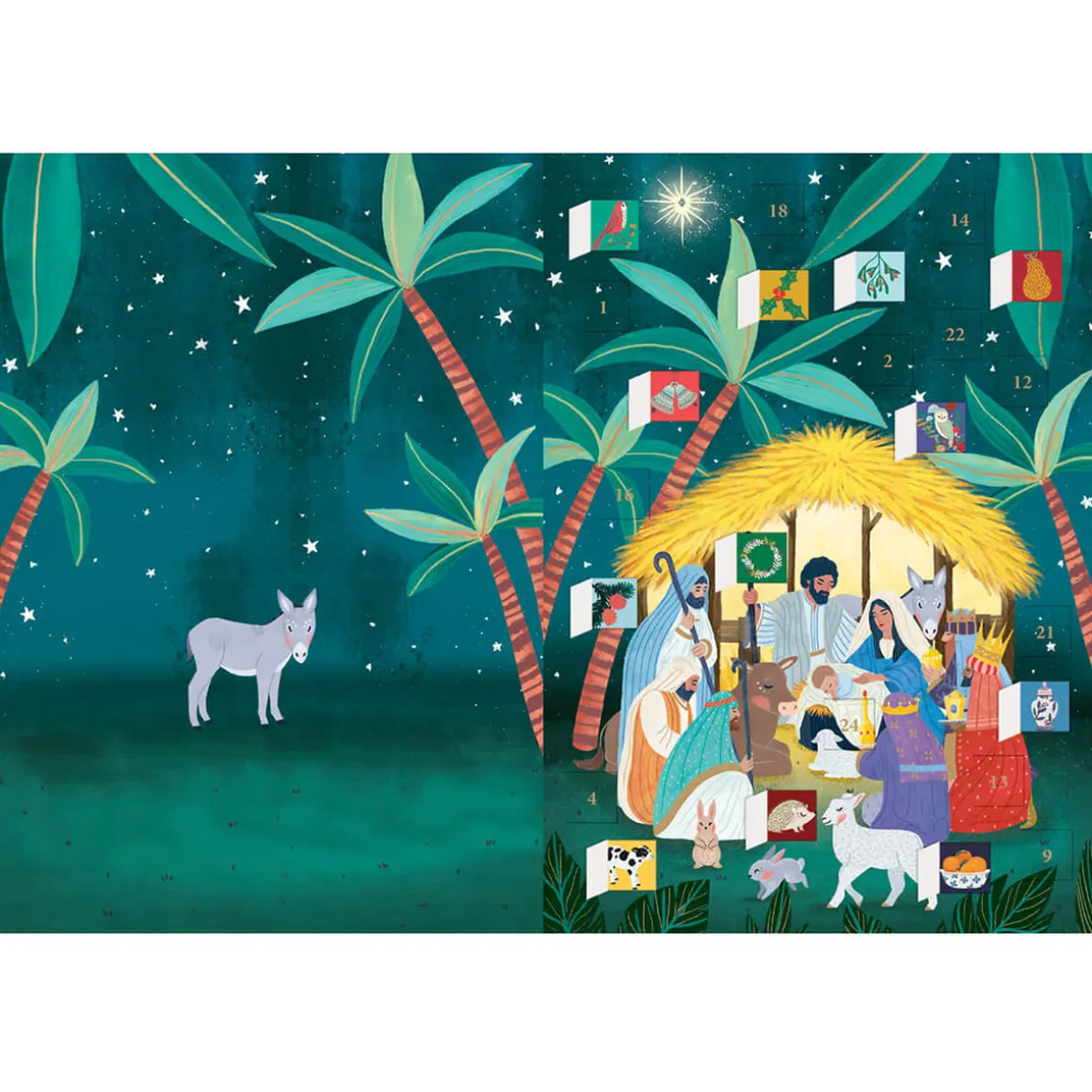 Away In A Manger Advent Calendar Greetings Card By Roger La Borde