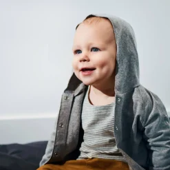 Baby Hooded Cardigan in Grey Melange by Gray Label - Last Ones In Stock - 0-6 Months