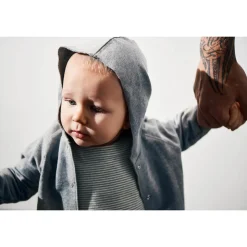 Baby Hooded Cardigan in Grey Melange by Gray Label - Last Ones In Stock - 0-6 Months