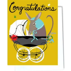 Baby in Pram Greetings Card by Elizabeth Grubaugh
