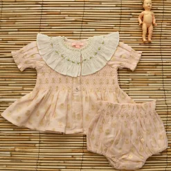 Baby Set in Petal Pink & Gold Flowers by Bonjour