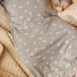 Bamboo Baby Gown and Hat Set in Blue Ditsy by Quincy Mae