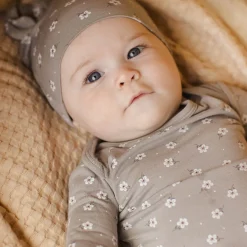 Bamboo Baby Gown and Hat Set in Blue Ditsy by Quincy Mae
