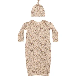 Bamboo Baby Gown and Hat Set in Posy by Quincy Mae