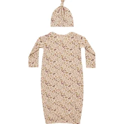 Bamboo Baby Gown and Hat Set in Posy by Quincy Mae