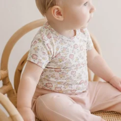 Bamboo Short Sleeve Bodysuit in Bloom by Quincy Mae