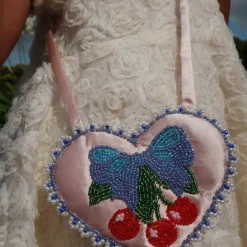 Beaded Heart Mini Purse in Mellow Rose by Konges Slojd