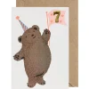 Bear Embroidered Age Card by Petra Boase - Age 7