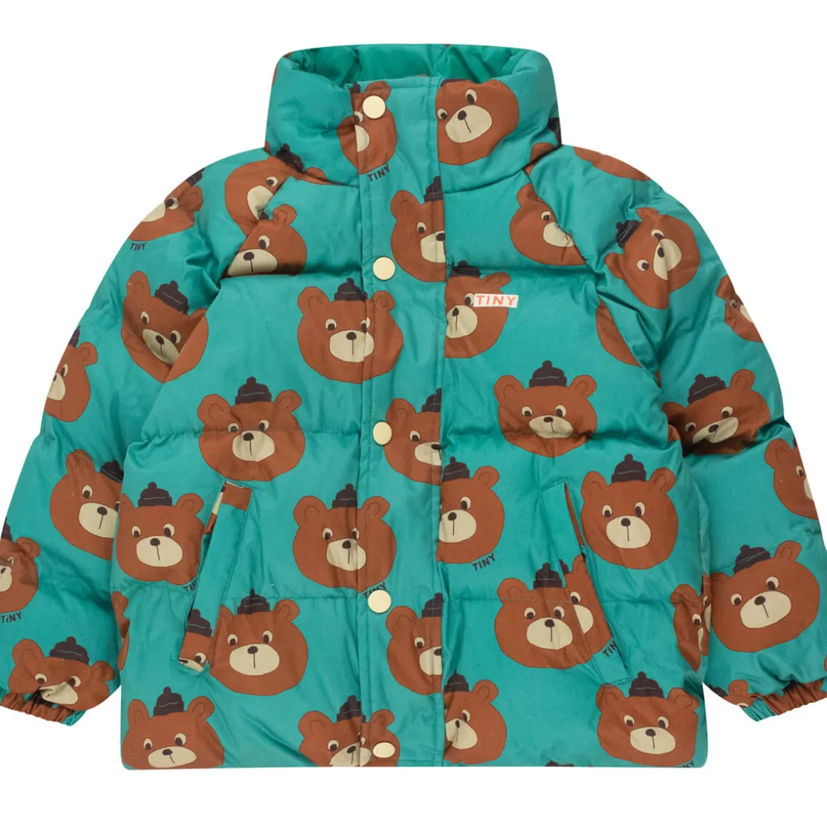 Bears Short Padded Jacket in Emerald by Tinycottons
