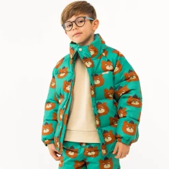 Bears Short Padded Jacket in Emerald by Tinycottons