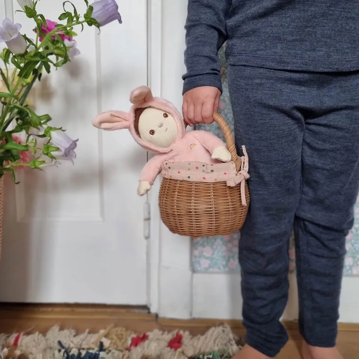Bella Bunny Dinky Dinkum Fluffle Family Doll in Rose Pink by Olli Ella
