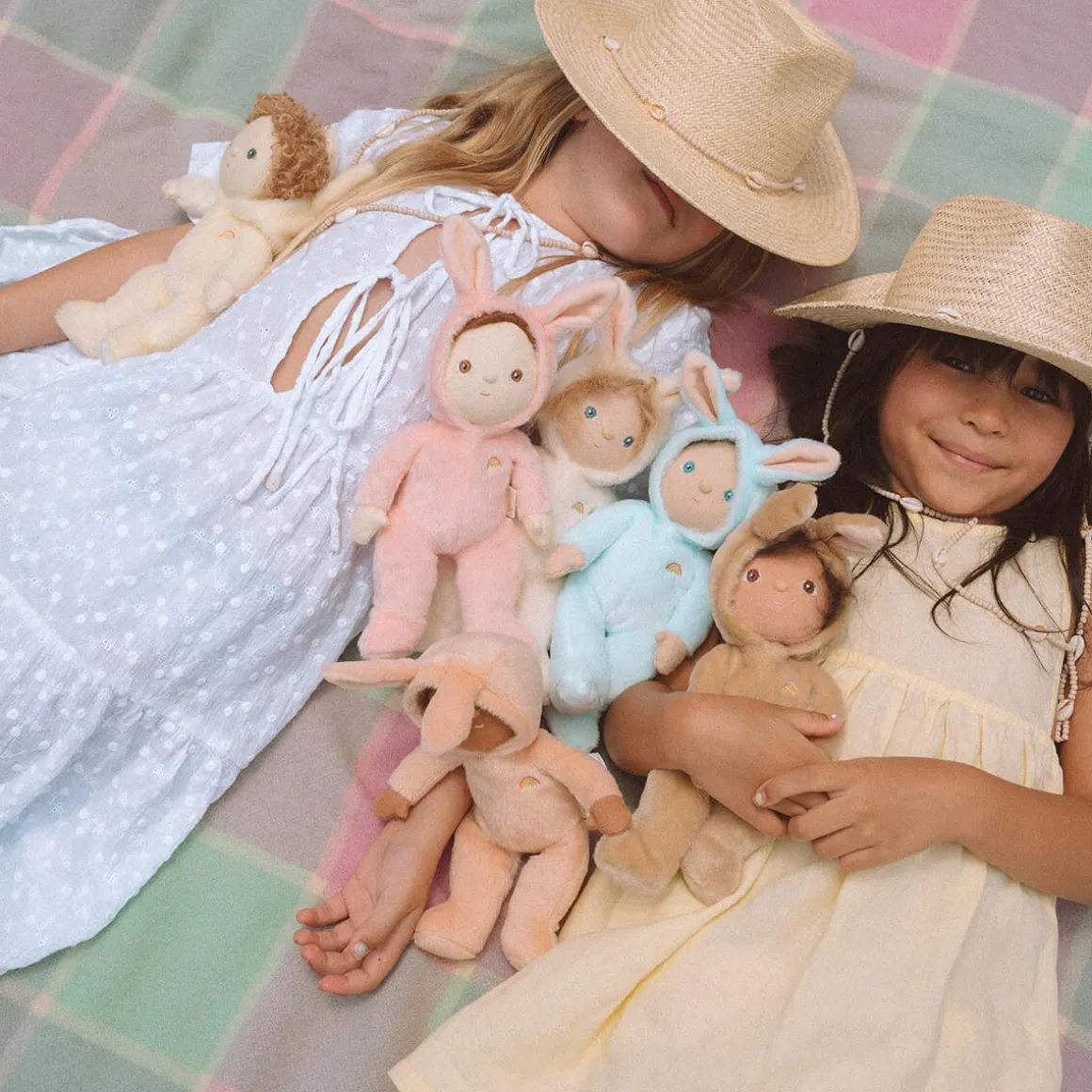 Bella Bunny Dinky Dinkum Fluffle Family Doll in Rose Pink by Olli Ella